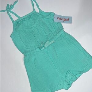 NWT Girls 2T Cat & Jack Aqua Kids Romper